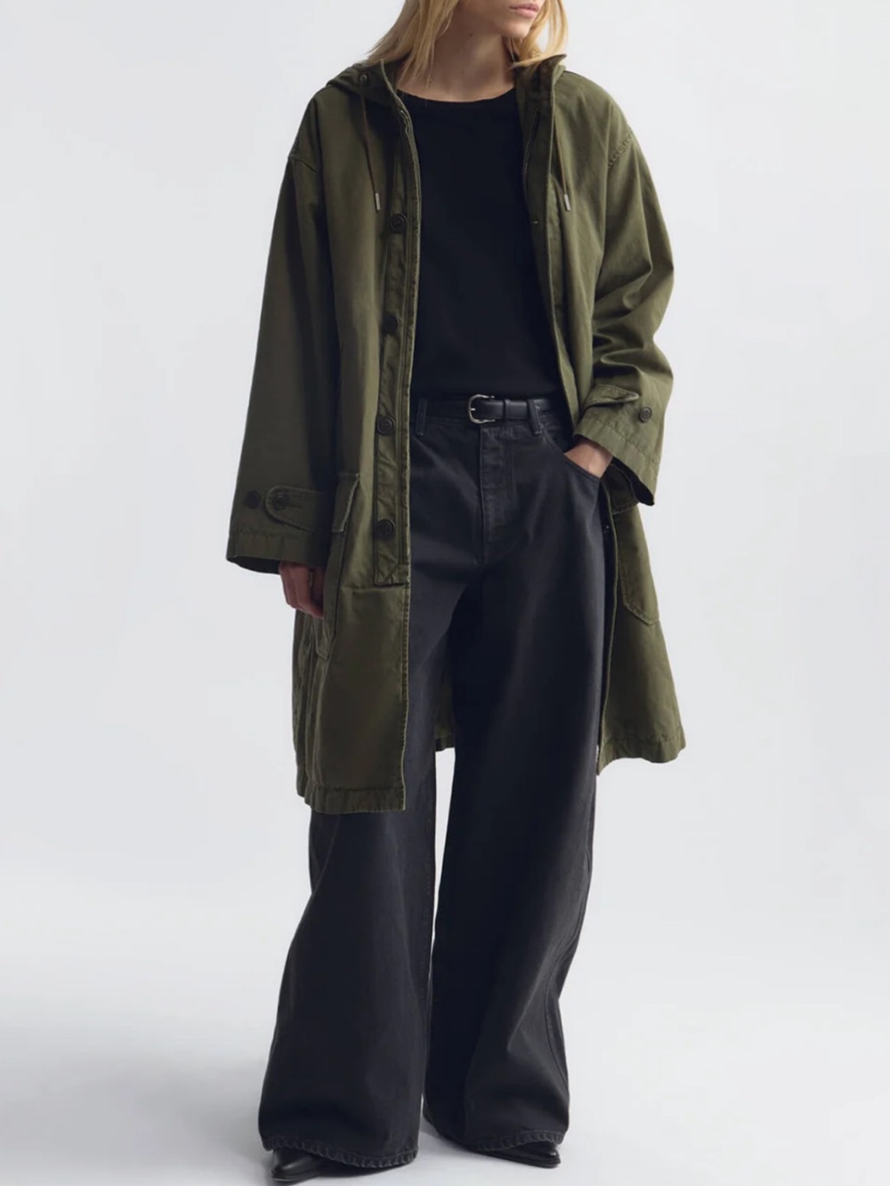 Nili Lotan Olive Green Hooded Utility Coat - Picture 7 of 8